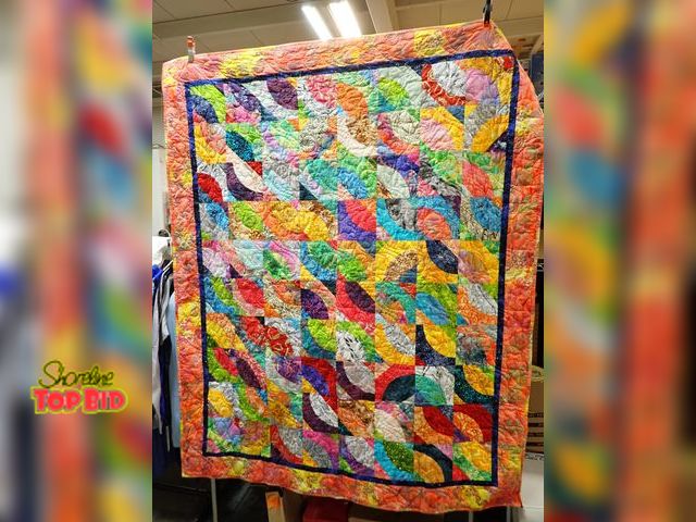 Lot 59-13062 - Everybody Needs Some Sunshine!! Handmade with skill patchwork blanket/throw, Reversible, measures 72...
