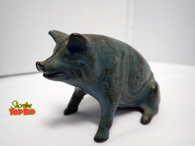 Lot 59-10210 - Antique Cast Iron "Sitting Pig" Still Coin Bank