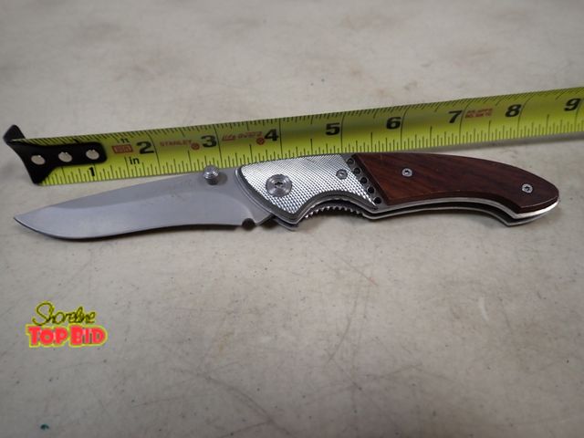 Lot 59-41366 - Linville Folding Tactical Knife Locking Blade Wooden Handle 8" long