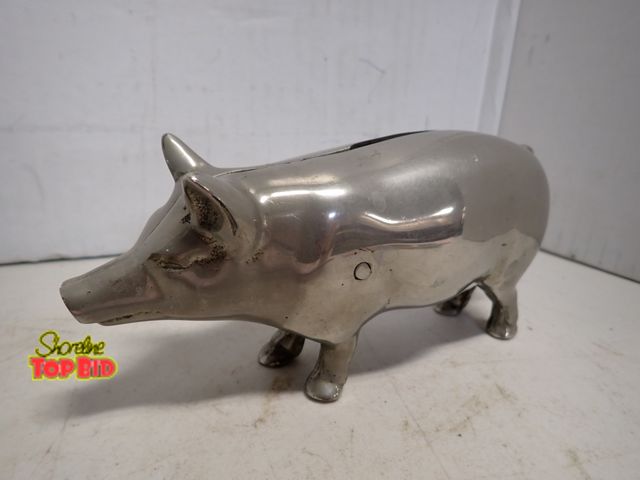 Lot 59-14275 - Vintage Nickel Piggy Bank 3 1/4" tall x 8" long
