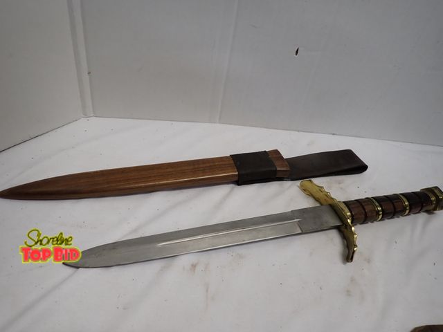 Lot 59-10407 - Vintage Iberia Philippines Dagger with Wooden Sheath - Leather Loop