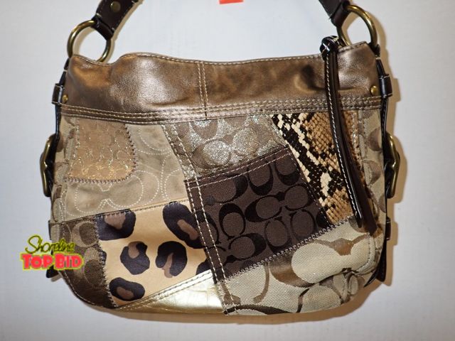 Lot 59-43491 - Vintage Coach Signature Patchwork Brown Shoulder Handbag, Gently Used - Authentic