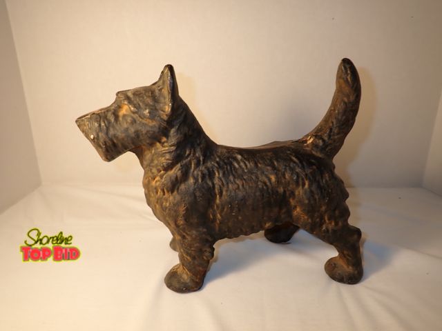 Lot 59-20178 - Antique Cast Iron Scottish Terrier (Scottie) Doorstop by Hubley between 1910s and 1930s, 8" tall to ...