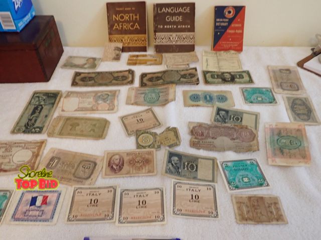 Lot 59-43504 - Foreign Money from Soldier in War with Article &amp; Other Ephemera Items