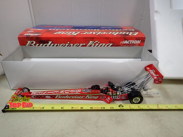 Lot 59-41275 - Mint Condition Budweiser/Mac Tool 16 1/2" Diecast Dragster Broke 300 MPH Speed Barrier by Action