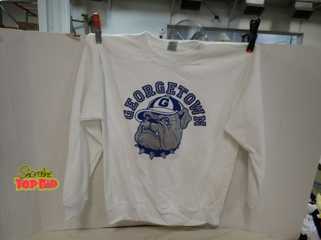 Lot 59-13157 - New Old Stock Vintage 1980s-1990s Crewneck Sweatshirt featuring Blue Vintage Georgetown Hoyas Bulldo...