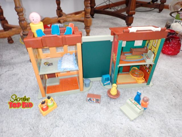 Lot 59-43443 - Vintage Fisher-Price Sesame Street Apartment Building with Characters &amp; Accessories