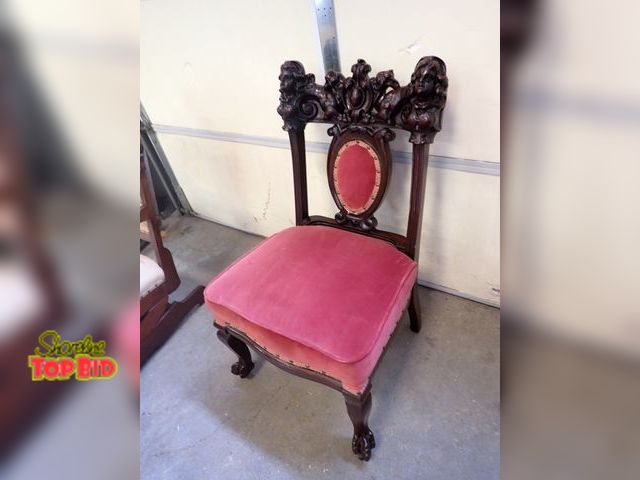 Lot 59-10098 - Victorian Rosewood Side Chair with Hand Cared Busts on the Crest Rails, Very Sturdy