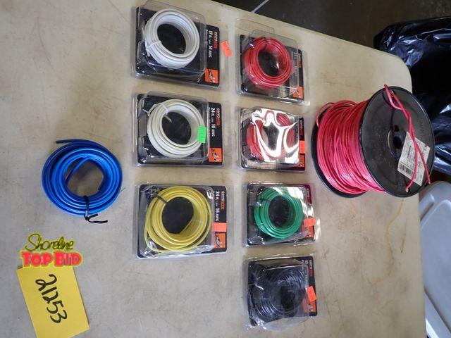 Lot 59-21253 - Wiring Lot, 1 Large Spool 4 GA Strand 500 ft, 7 New 17-ft Primary Wire Packets