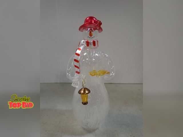 Lot 59-41639 - 7" Blown glass snowman caroler by Living Quarters excellent condition in original box