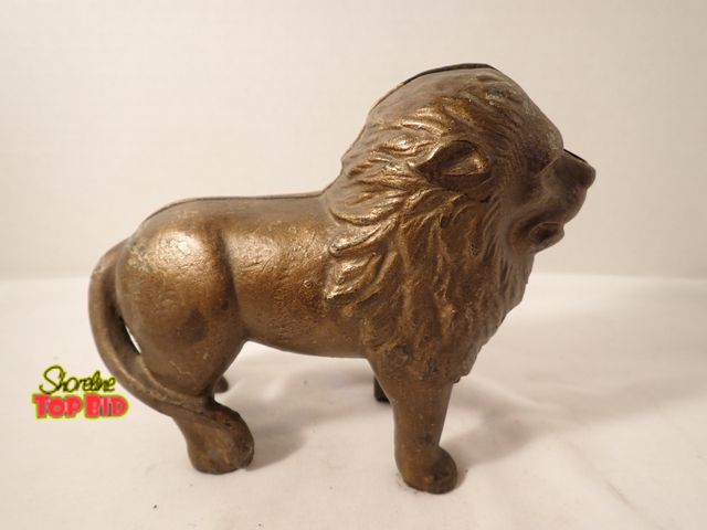 Lot 59-13114 - Antique Cast Iron Lion Still Bank by A.C. Williams, Early 1900s, 6 1/2" long, Value $55 to $160