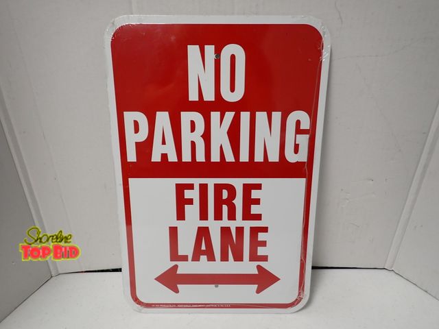Lot 59-21063 - No Parking Fire Lane Metal Sign, New, 18" x 12"