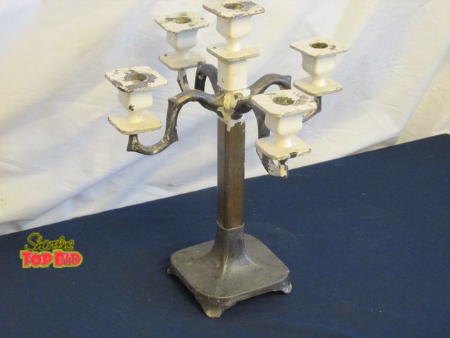 Lot 59-10063 - 15"T vintage brass candlestick, holds up to five candles.  It is in good condition, solid, no cracks...