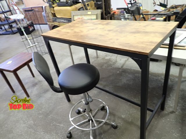 Lot 59-20085 - High Top Desk/Table with Office Chair