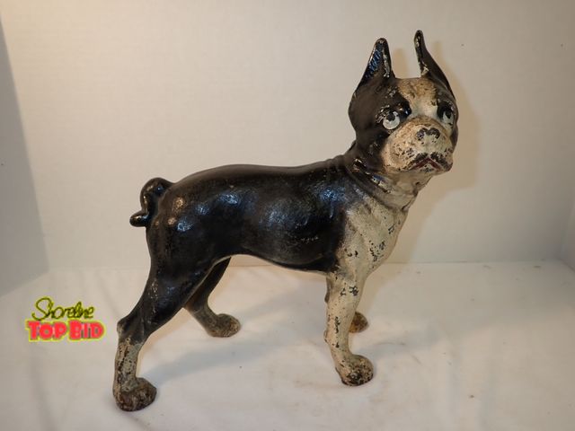 Lot 59-13119 - Antique Cast Iron Boston Terrier Doorstop by Hubley 10" tall, Value $110-$450+