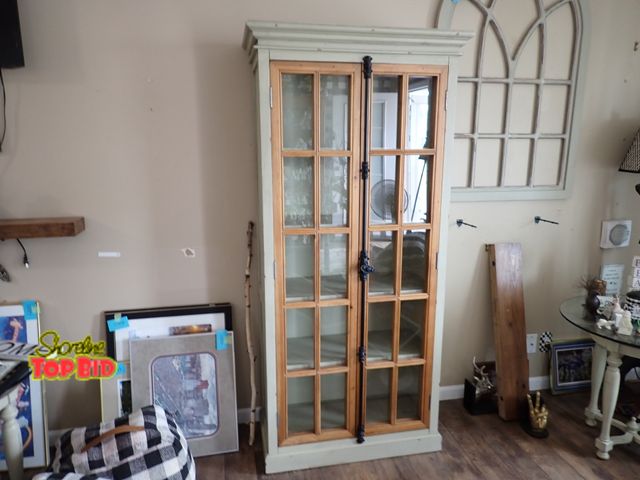 Lot 59-10829 - Wood Display Cabinet, Double Door, No Light, Some Blemishes 72 1/2" x 31 1/4" x 16 1/2"