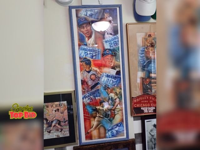 Lot 59-10917 - 37" x 18" Framed Print Chicago Cubs Featuring 6 Players