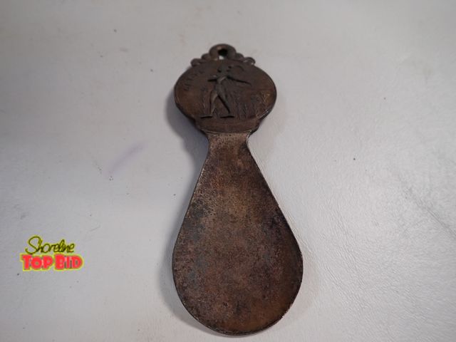 Lot 59-14349 - Bronze Antique Shoehorn - Made in Greece, Embossed Crete - Greek God Hermes, Front &amp; Back Pictur...
