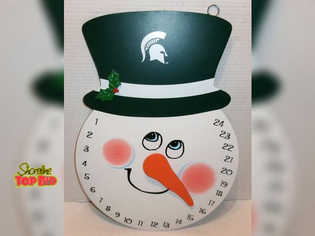 Lot 59-74565 - Michigan State Spartans Large Wood Snowman Countdown to Christmas Wall hanging - Too Cool! Measures ...
