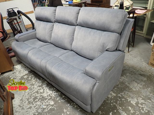 Lot 59-41122 - Suede Sofa with 2 Reclining Sides, Great Condition - Smoke and Pet-Free Home