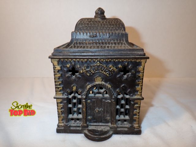 Lot 59-13126 - Antique Cast Iron "Roof Bank" AKA Home Savings Bank by J &amp; E Stevens Co, Circa 1887-1896, Value ...