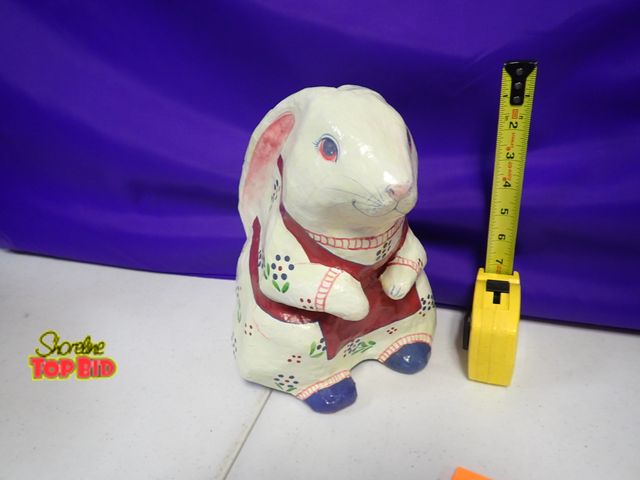 Lot 59-41502 - Vintage hand painted paper mache bunny rabbit 10 X 8