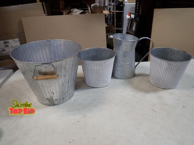 Lot 59-41579 - Galvanized Buckets &amp; Pitcher
