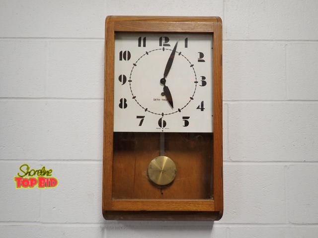 Lot 59-50035 - Antique Seth Thomas Observer Large Office Regulator Wall Clock, All Original - Clock Was Wound Too T...