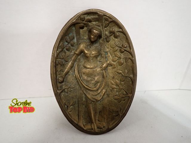 Lot 59-10301 - Art Nouveau Solid Brass Naughty Girl Tray/Dish 5 3/4" x 4"