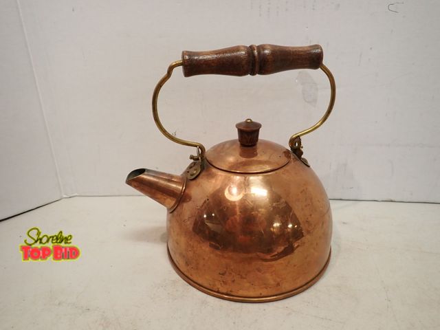 Lot 59-14578 - Revereware Copper Teapot with Wooden Handle, Mid-Century