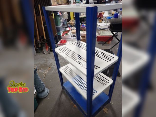 Lot 59-96034 - 4-Tier Metal Blue &amp; White Heavy Duty Rack 53" x 30" x 19"