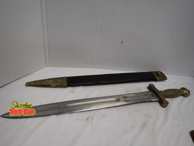 Lot 59-10413 - Original, U.S. Civil War Ames Model 1832 Foot Artillery Sword with Scabbard.  Dated, 1841 W.S. Indic...