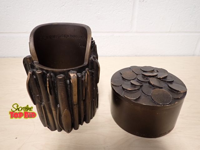 Lot 59-43855 - Vintage TMS Studio Resin Pen and Pencil Holder and Coin Top Coin Holder