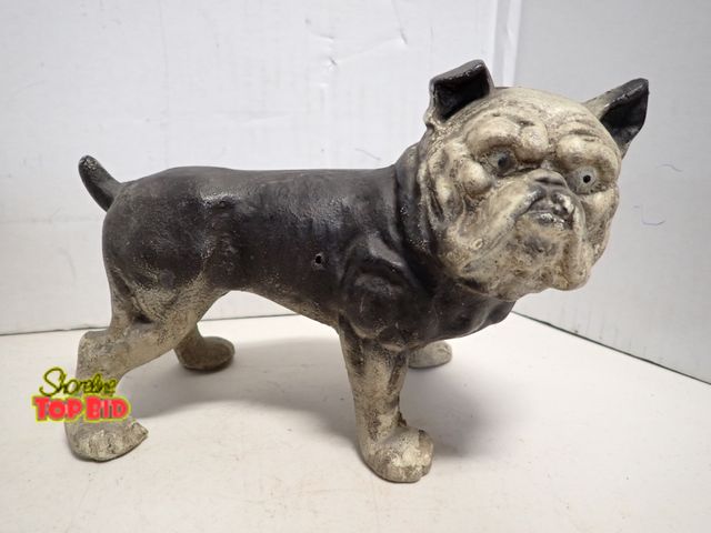 Lot 59-14233 - Vintage Cast Iron English Bulldog Bank, Heavy Duty, 5 3/4" tall x 8 1/2" long
