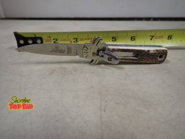 Lot 59-41432 - Mini Leverlock Auto-Stag Knife Hubertus Solingen Geschmiedet Rostfrei Germany