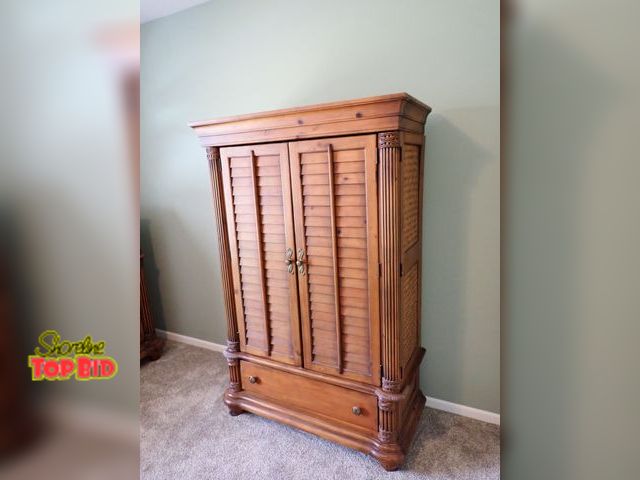 Lot 59-33648 - Tommy Bahama Home "Island Estate" TV/Dresser Cabinet with Double Door Side Mirrors 73" x 48" x 22", ...