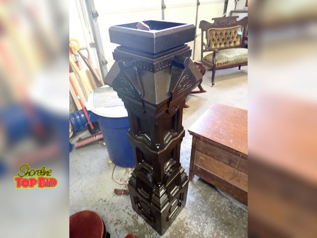 Lot 59-10060 - Victorian Stairway Post Converted to Pillar Lamp Stand with Cord, 52" tall
