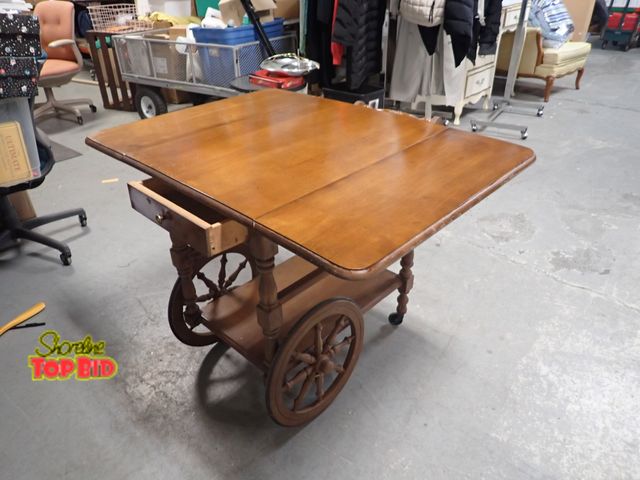 Lot 59-38246 - Vintage Maple Wood Tea Serving Cart