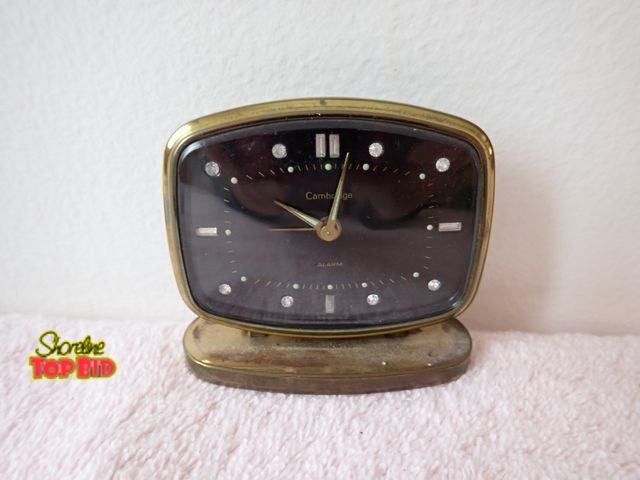 Lot 59-43557 - Vintage Bradley Jeweled Movement Clock with Gem Stone Dial Brass Wind-Up Germany, for repair or part...