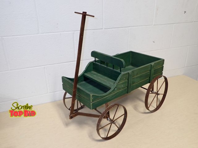 Lot 59-33042 - Wood Wagon Decor - can be used as a plant bed, plant stand - yard patio decor or use it indoors 24 1...