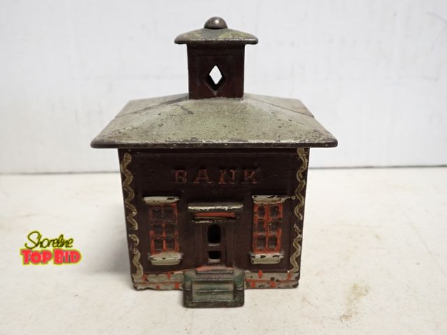 Lot 59-14264 - Ca. 1870,  J &amp; E Stevens Cast Iron "Cupola" Still Bank, 4 1/2" ht. x 3 1/2" w. x  2 3/4". Estima...
