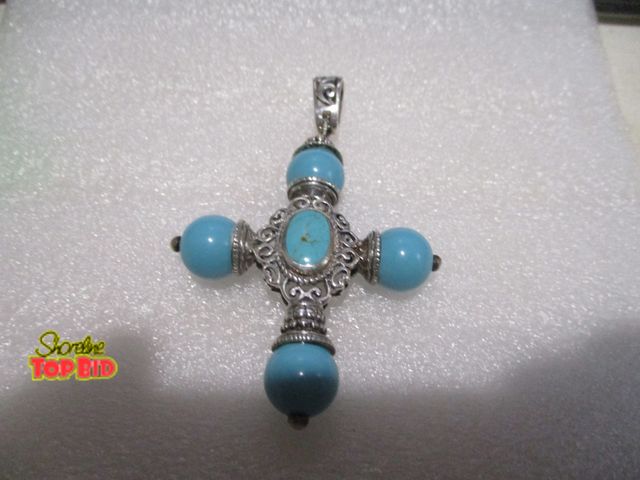 Lot 59-80014 - sterling  Other beautiful large sterling silver blue stone cross