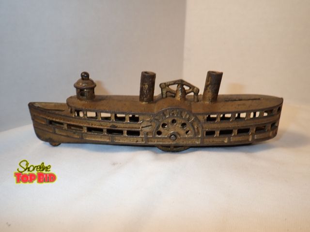 Lot 59-13102 - Antique Cast Iron Steamboat by Arcade 7 1/2" long, Value $70 to $150