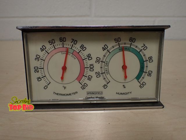 Lot 59-33159 - Springfield Precision Instruments Humidity Meter and Thermometer Combo, MCM Tabletop "Comfort Monito...