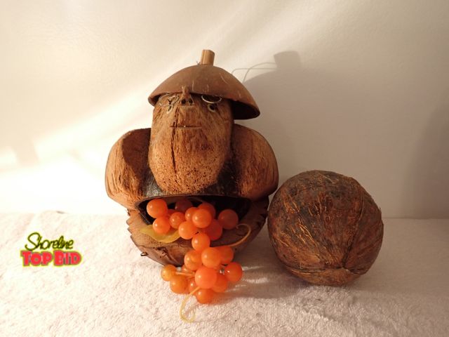 Lot 59-43413 - Carved Coconut Monkey Figurine