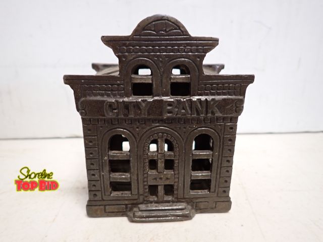 Lot 59-14261 - Antique Cast Iron "City Bank" Still Bank circa 1890-1905