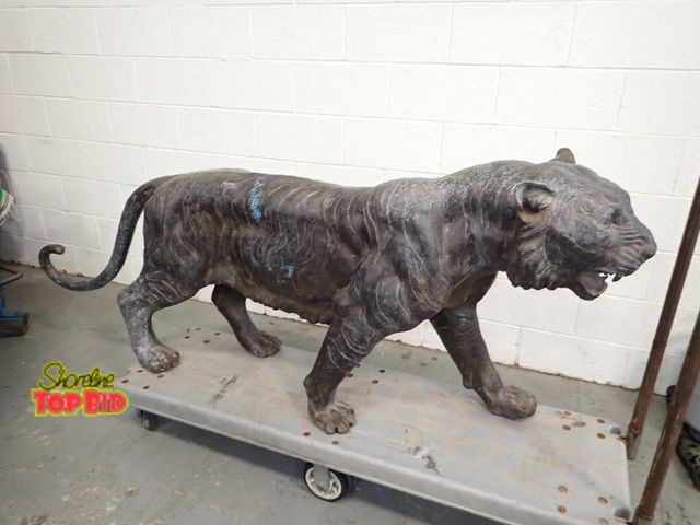 Lot 59-10005 - Large, Near Life Size Bronze Statue of a Walking Bengal Tiger 200 pounds - 31 3/4" H x 80" L x 12"W....