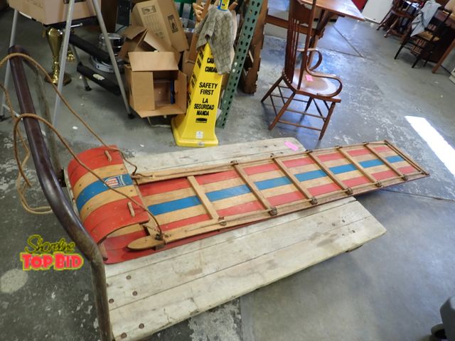 Lot 59-24079 - Rare Vintage 8-Footer Withington U.S.A. Continental Toboggan, Great Condition with Original Rope. Gr...