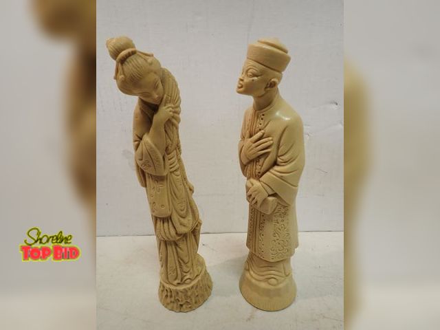 Lot 59-14539 - Alabaster Japanese Geisha Sculpture 1950s Mid-Century. Also, Match Scholar 11" tall