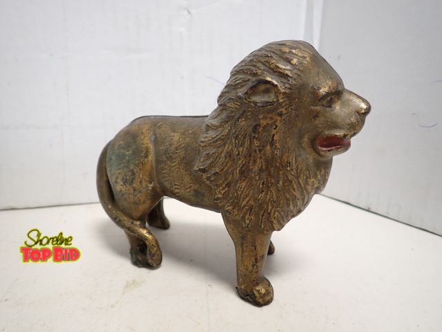 Lot 59-14232 - Ca. 1920s Original Cast Iron Lion Bank by A.C. Williams Co. 5 1/4" tall x 6 1/2" long. Estimated val...